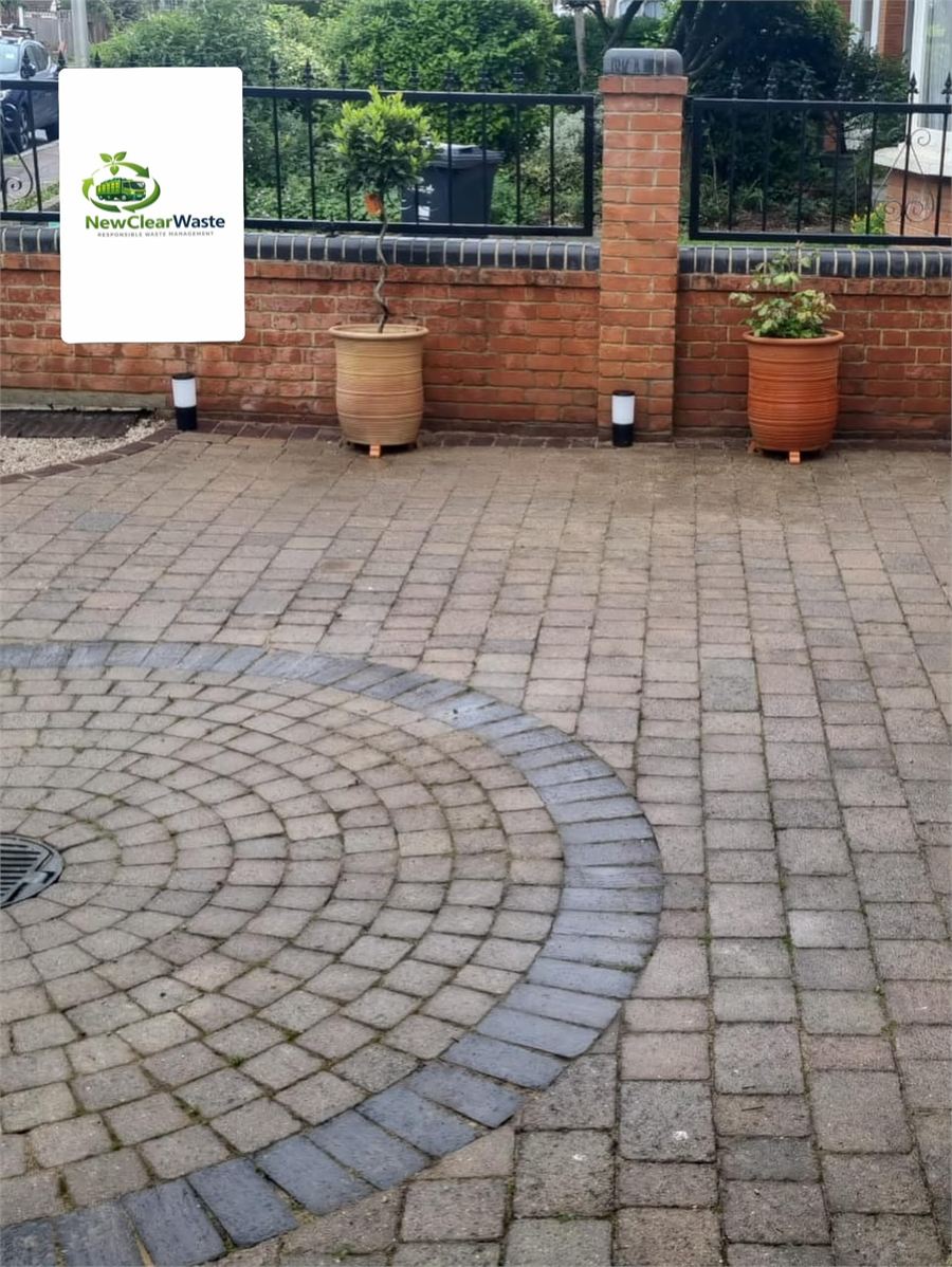 Block-paved driveway clean after collection
